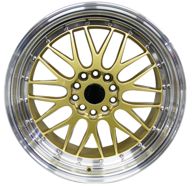 18 Inch - LM Illusion - 5x114/120 - N/W - Gloss Gold with Polished Lip - 8.5J-10.5J