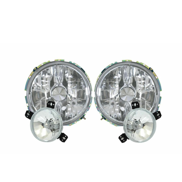Golf 1 Crossed Chrome Headlamps - Inner + Outter