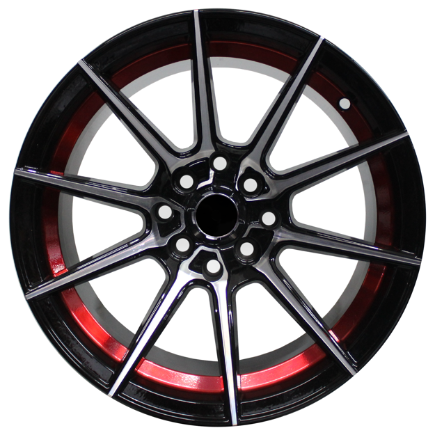 15 inch - Hector - 4X100/114 - Gloss Black Machined Red Undercoat 