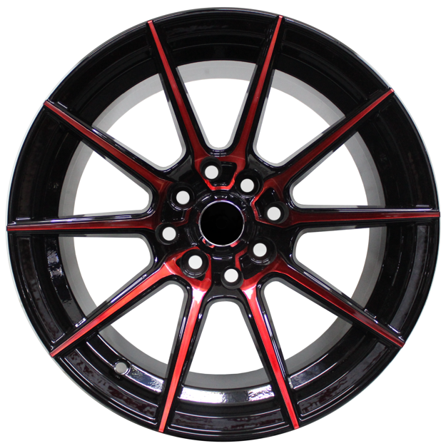 15 inch - Hector - 4X100/114 - Black Machined Red Coat