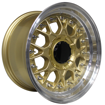 15 inch - ESA - 4X100/114 - Gold Machine Lip Silver Spike Rivets 