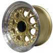 15 inch - ESA - 4X100/114 - Gold Machine Lip Silver Spike Rivets 