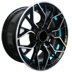 13 inch - XRay - 4x100/114 - Black Machined Face Blue Lip