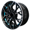 13 inch - XRay - 4x100/114 - Black Machined Face Blue Lip