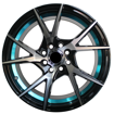 15 inch - Sting Ray - 4X100/108 - Black Machine Face Blue Undercut 