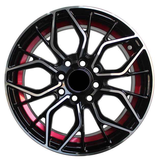 14 inch - XRay 4x100/114 - Black Machine Face Undercut Red 