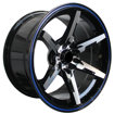 15 inch - Tirismo - 4x100/114 - Black Machined Face - Blue Lip 