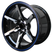 15 inch - Tirismo - 4x100/114 - Black Machined Face - Blue Lip 