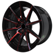 17 inch - Dominant - 4x100 - Black Machined Red Face