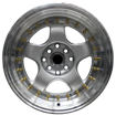 15 inch - Maestro  - 4x100/114 - Silver Machined Lip Gold Rivets 