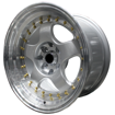 15 inch - Maestro  - 4x100/114 - Silver Machined Lip Gold Rivets 