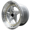 15 inch - Zenith - 4X100 - Silver Machine Lip Gold Rivets