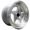 15 inch - Zenith - 4X100 - Silver Machine Lip Gold Rivets