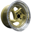 15 inch - Switchblade - 4X100 - Gold Machine Lip Silver Rivets 