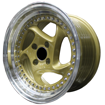 15 inch - Switchblade - 4X100 - Gold Machine Lip Silver Rivets 