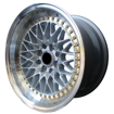 15 inch - Blitz - 4X100/114 - Silver Machine Lip + Gold Rivets 