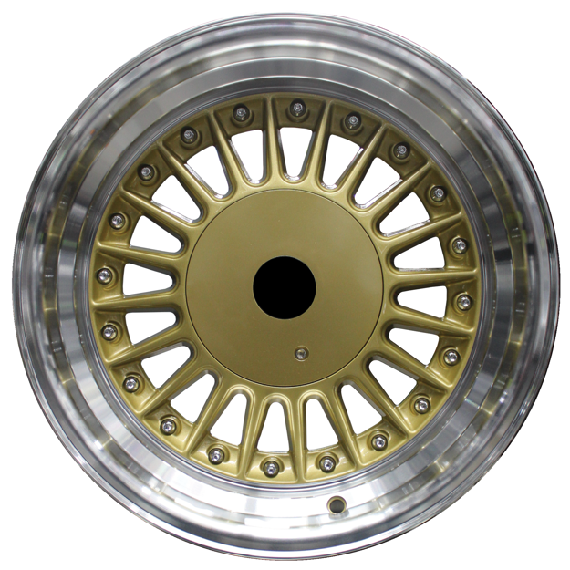 15 inch - Berlin - 4X100/114 - Gold Machined Lip Silver Rivets