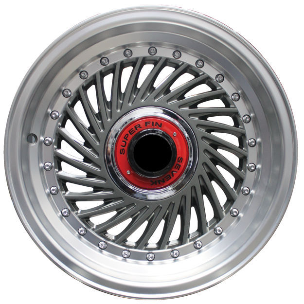 15 inch - Super Finn - 4X100/114 - Gunmetal Machined Lip Silver Rivets