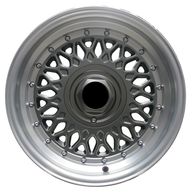 15 inch -  Santiago BSS  - 4X100/108- Grey Machine Lip Silver Rivets