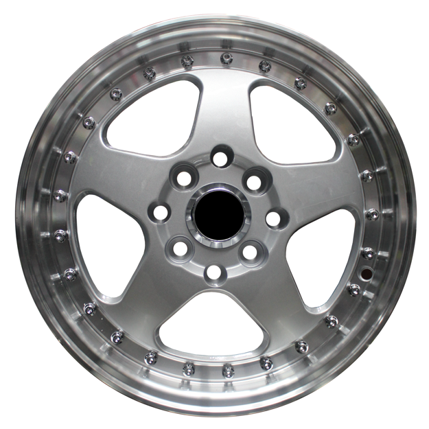 14 inch -4x100/114 - Stealth - Silver Machine Lip Silver Rivets