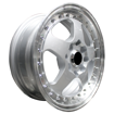 14 inch -4x100/114 - Stealth - Silver Machine Lip Silver Rivets