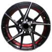 14 inch -4x100/114 - Regal - Black Machine Face Red Undercut