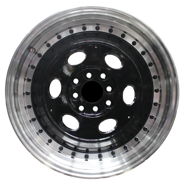 17 inch -  Old Skool - Black Machine Lip - 5x108 