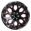 Picture of 20 Inch Predator - 6x135/6x139.7 - Gloss Black+ Milling Rivets+Letters+Red Clear Coat With Windows