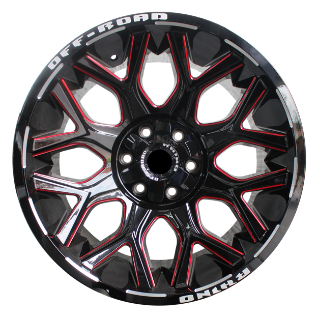 Picture of 20 Inch Predator - 6x135/6x139.7 - Gloss Black+ Milling Rivets+Letters+Red Clear Coat With Windows