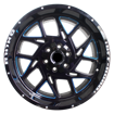 Picture of 20 Inch - Fang  - 6x139.7/6x135 - Gloss Black+Milling Rivets+Letters Blue Clear Coat w/ Windows