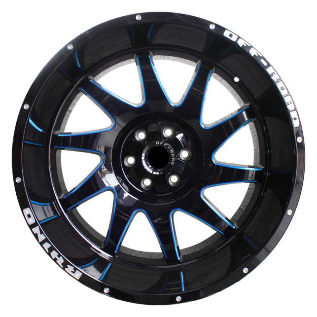 Picture of 20 inch - Fang- 6x139.7/135 - Gloss Black+Milling Rivets+Letters+Blue Clear Coat