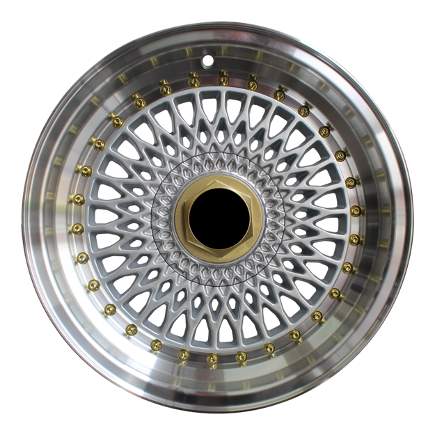 Picture of 15 Inch -  R Edge Supermesh BSS  - 8X100/108 - Silver Lip Gold Rivet