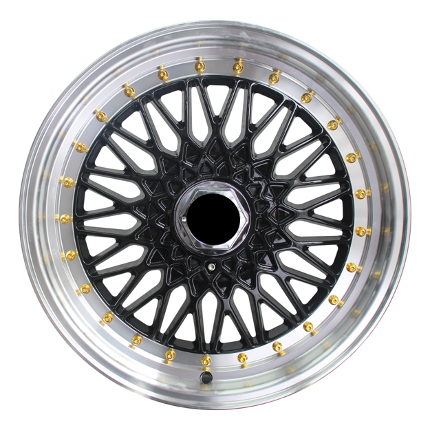 Picture of 17 Inch BSS - 8x100/114.3 - Black Machined Lip+Gold Rivets