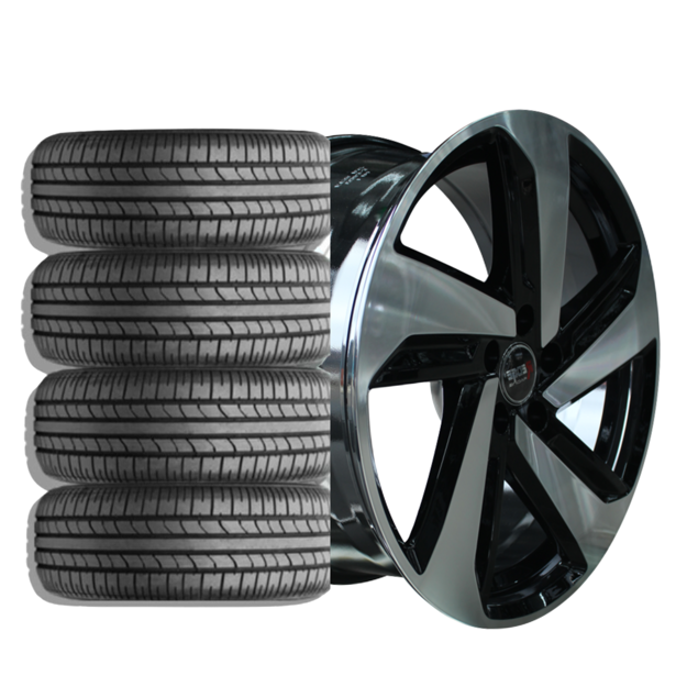  17 inch - 5x100 - Impact X -Black Machined Face Combo Deal 